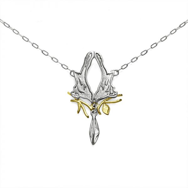 Silver Magpie Herkimer Necklace - Close