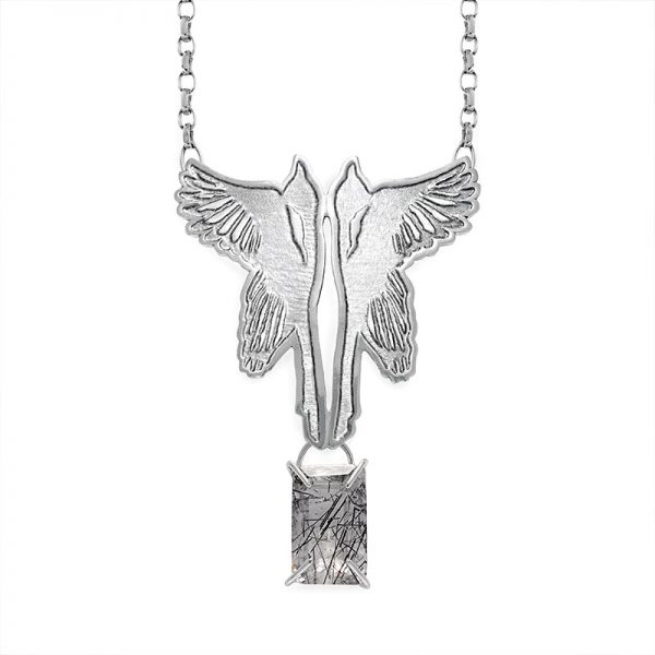 Silver Magpie Quartz Drop Necklace - front