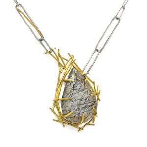 Tourmalated Quartz Nest Necklace with Fairtrade 18ct Yellow Gold & Recycled Silver - side