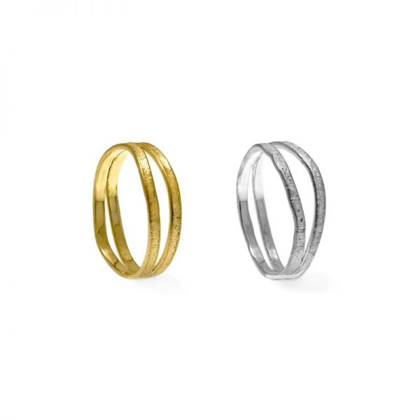 Silver & Fairtrade Gold Double Nest Rings 1