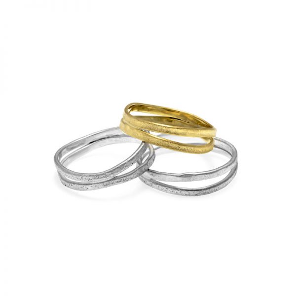 Silver & Fairtrade Gold Double Nest Rings 2