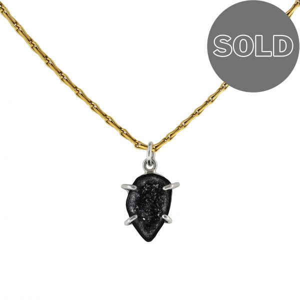 black-geode-arrow-pendant-necklace-sold