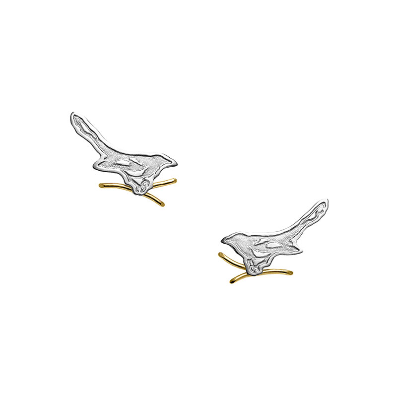 Silver and Fairtrade Gold Magpie Studs
