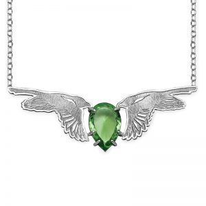 Silver Green Amethyst Magpie Swoop Necklace 2