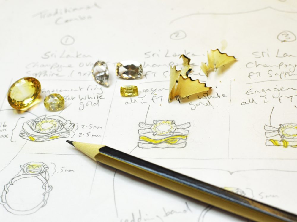 bespoke design drawing and gems