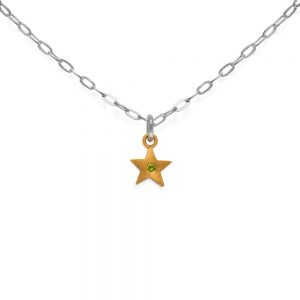 small-fairtrade-gold-star-with-green-sapphire-trinket-necklace