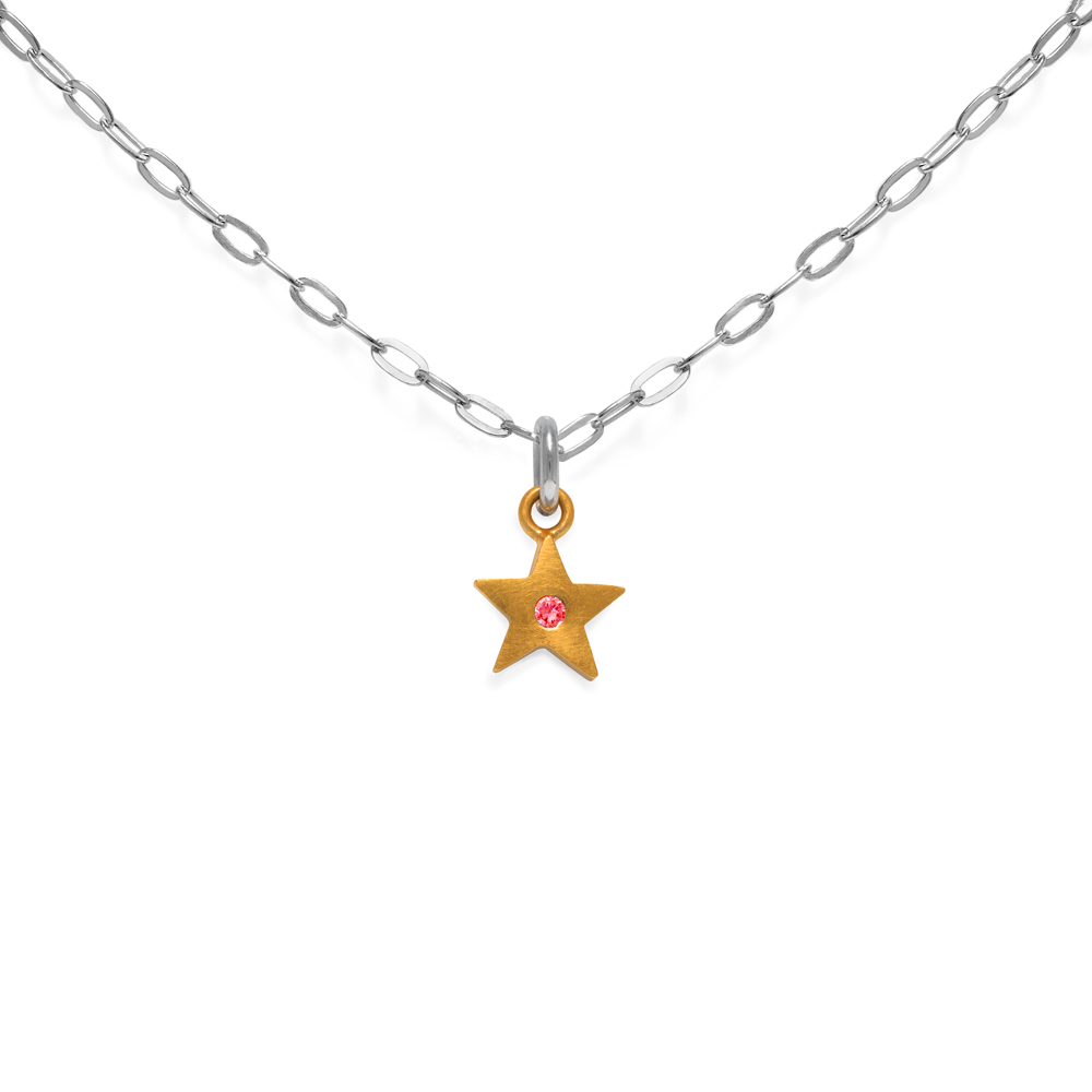 small-fairtrade-gold-star-with-pink-sapphire-trinket-necklace