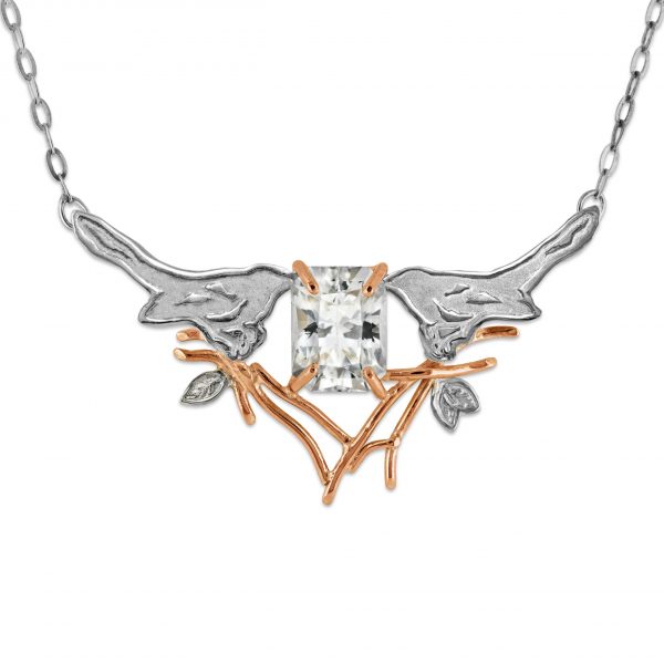 Silver Magpie Rose Gold Topaz Necklace