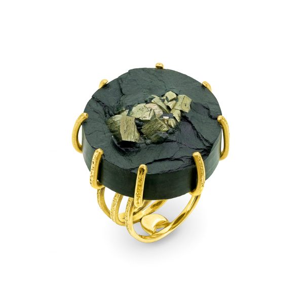 pyrite-in-slate-fairtrade-gold-wild-nest-ring-top-angle