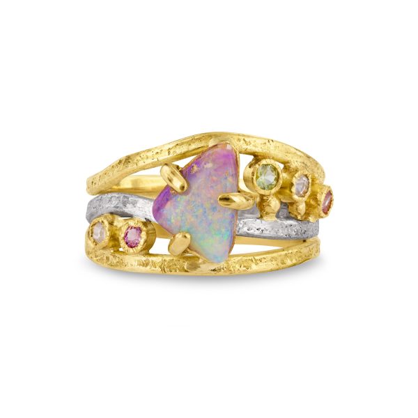 pink-boulder-opal-coloured-sapphire-nest-ring-front